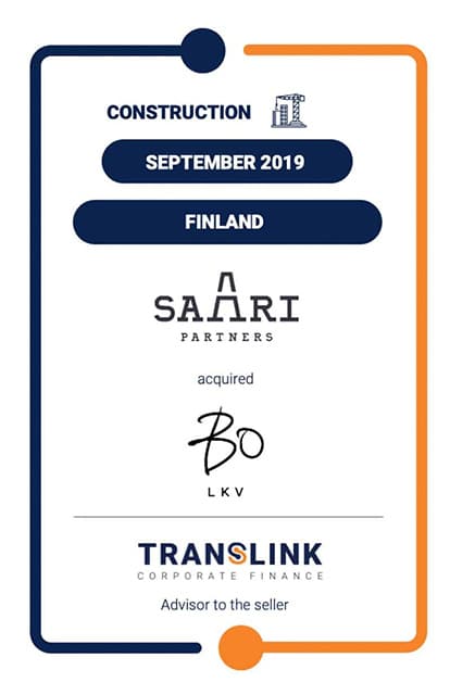 Saari Partners acquired the majority of the shares in BO Family Group OY. The remaining shares are owned by the founders and key personnel of the company