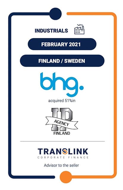 Translink advises Finnish e-commerce success story IP-Agency in sale of 51% to Swedish BHG group