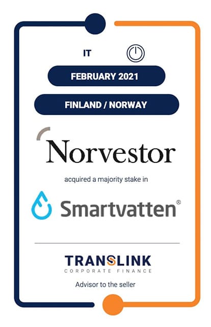 Translink advises Nordic water technology company Smartvatten in the sale of a majority stake to Norvestor