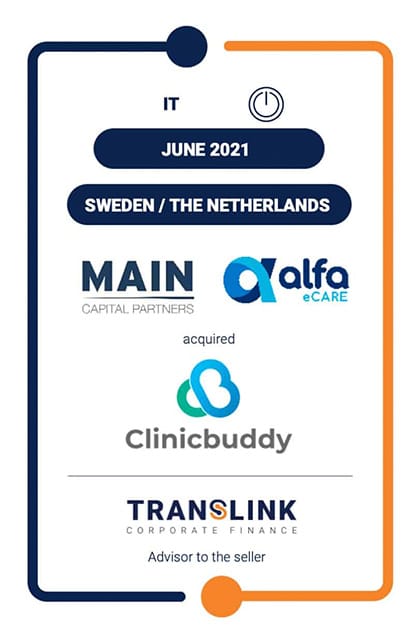 Translink has advised Clinicbuddy, a fast-growing SaaS-enabled eHealth provider in Sweden, on its sale to Main Capital