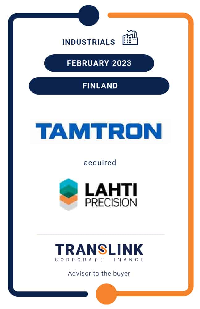 Translink Advised Tamtron On The Acquisition Of Lahti Precision