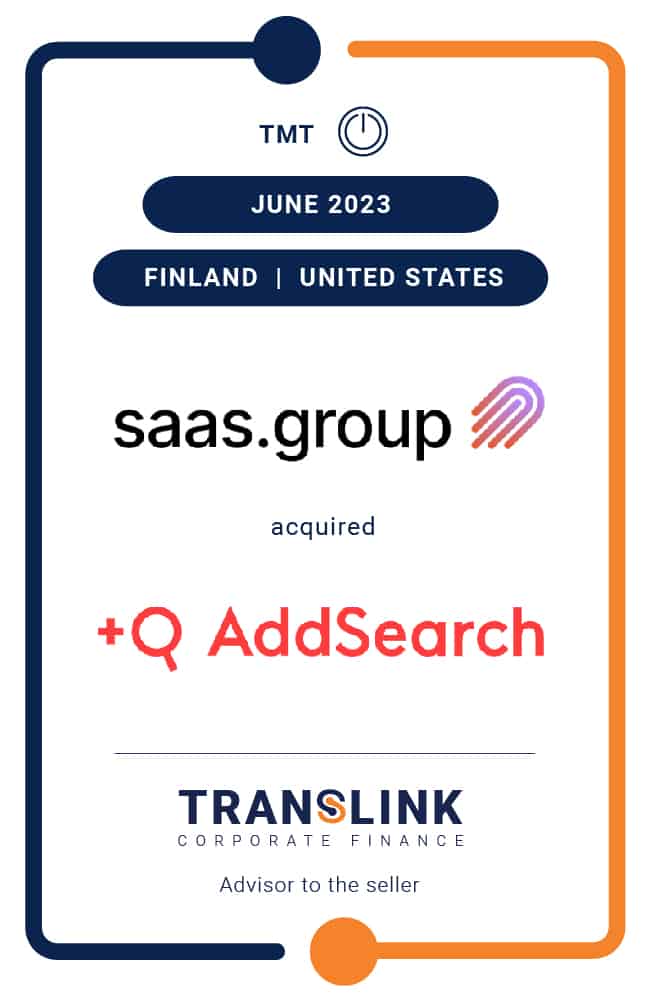 Translink Corporate Finance Advised The Owners Of AddSearch Oy On The Acquisition By saas.group