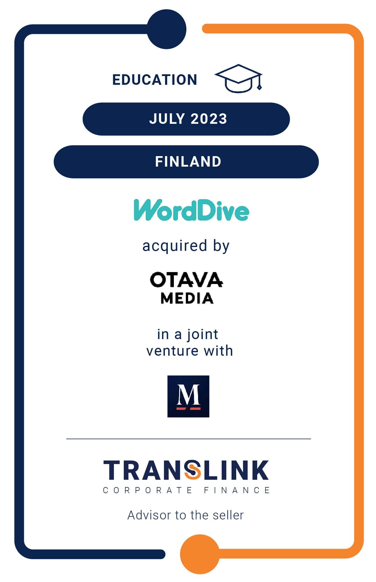 Translink Corporate Finance Acted As The Exclusive Advisor To Master English On The Sale Of WordDive In A Joint Venture With Otavamedia