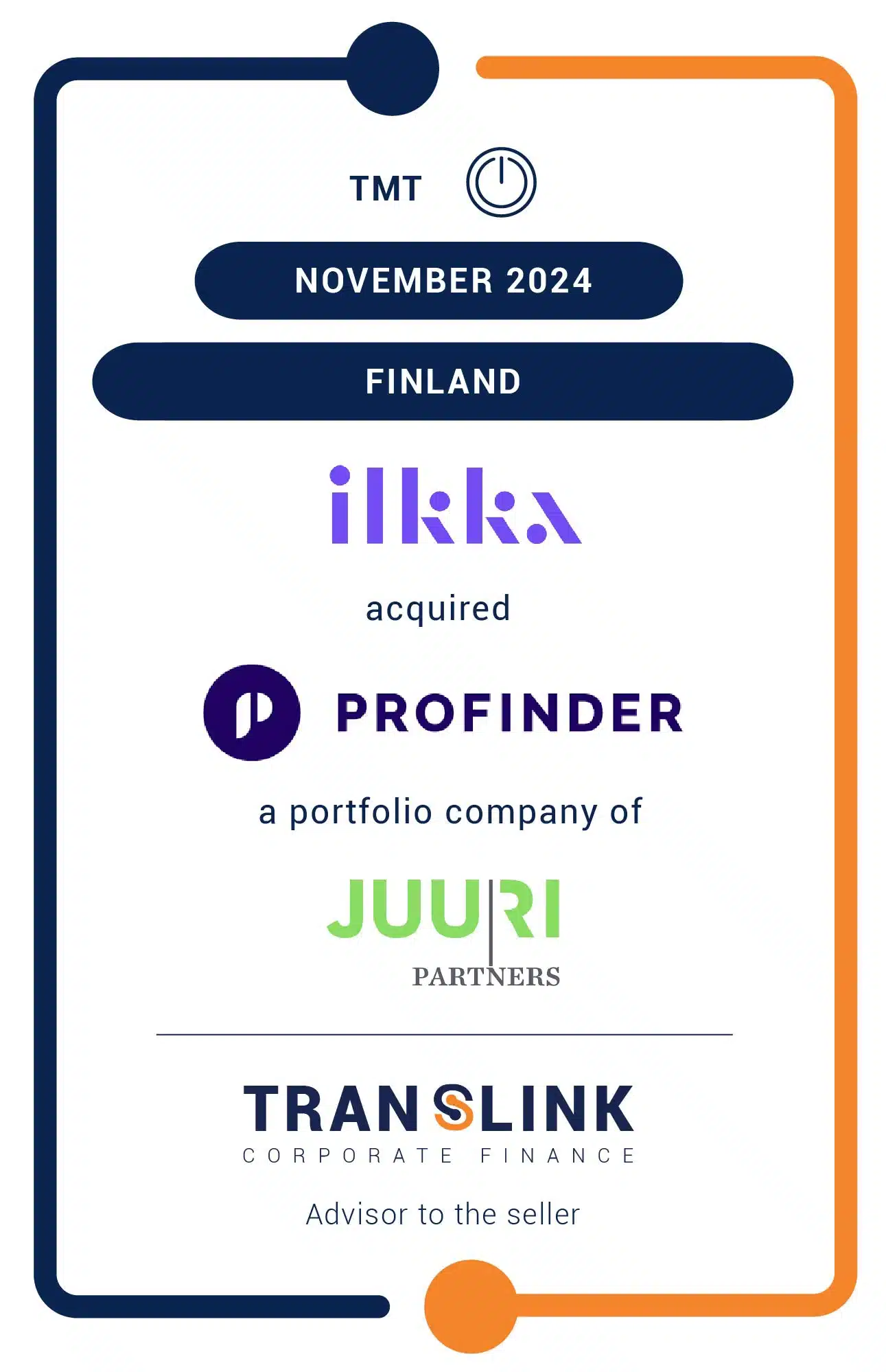 Translink acted as a financial advisor to Profinder and its owners, including a fund managed by private equity company Juuri Partners