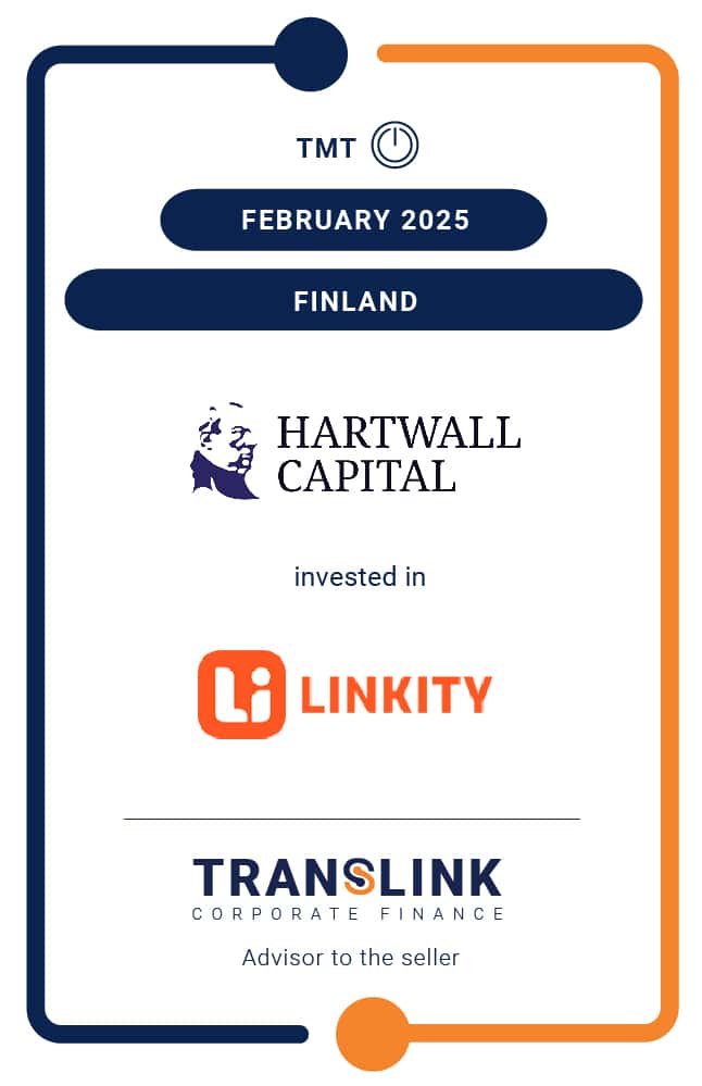 Translink Corporate Finance acted as the advisor to Linkity on securing a growth investment from Hartwall Capital