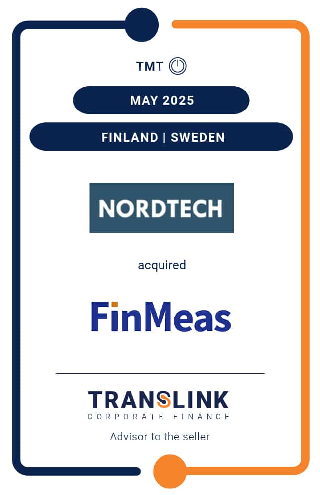 Translink Corporate Finance acted as the financial advisor to the shareholders of FinMeas on the sale to Nordtech
